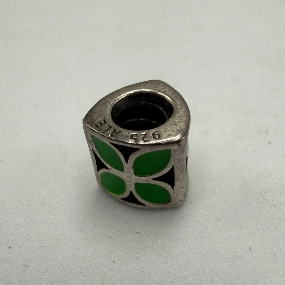 Pandora Sterling Silver Green Enamel Four Leaf Clover Lucky Charm 925 ALE